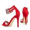 Червоні босоніжки на високому каблуці з фіанітом Elvine - Взуття