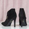 Чорні черевики на високому каблуці з пряжкою Deep Elegance - Взуття