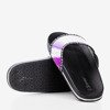 Чорні шльопанці з голографічним фіолетовим ремінцем Rinata - Взуття 1