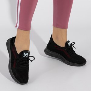 Чорні жіночі кросівки з червоним візерунком Mihr