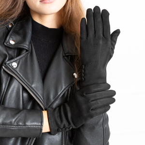 Чорні жіночі рукавиці з ґудзиками