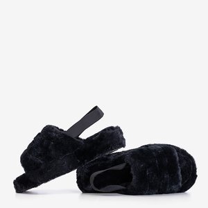 Чорні жіночі тапочки з хутром Fornax - Взуття