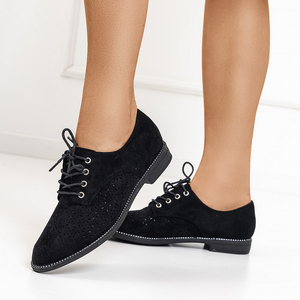 Чорні жіночі туфлі на шнурівці Soberin