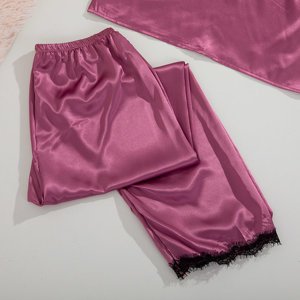 Фіолетова жіноча піжама з мереживом