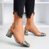 Коричневі туфлі на низькому стовпі з зміїної шкіри Evoria - Взуття
