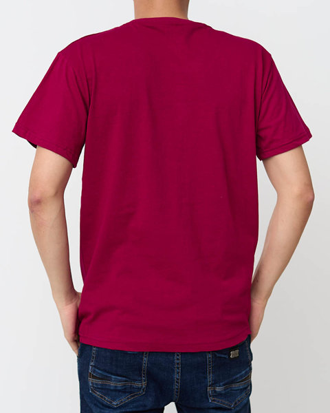 Модна темно-бордова чоловіча футболка з принтом - Одяг