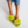 Неонові зелені тапочки з хутром Millie - Взуття