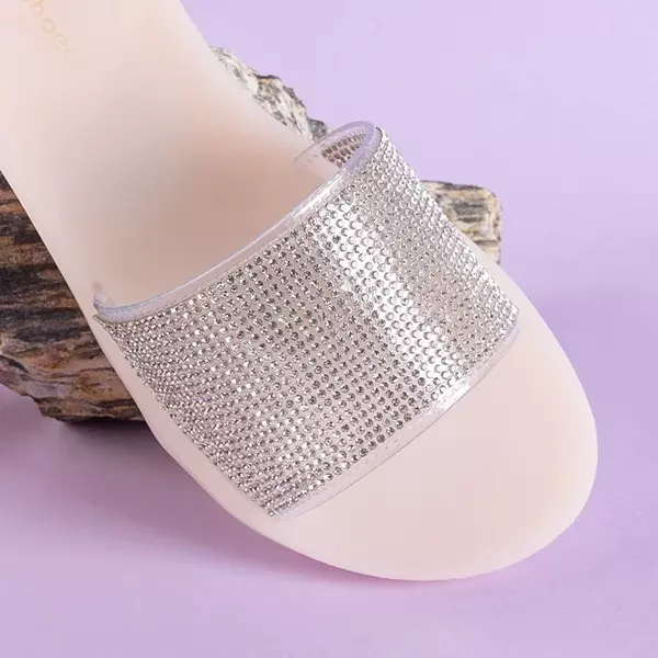 OUTLET Бежеві жіночі гумові тапочки з фіанітом Niamh - Взуття