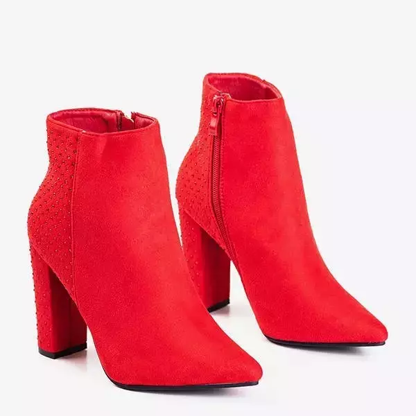 OUTLET Червоні чоботи на стовпі з фіанітами Holten - Взуття