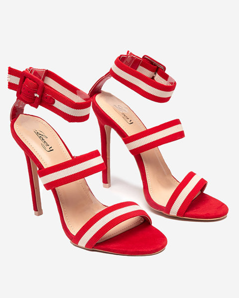 OUTLET Червоні жіночі босоніжки на високому каблуці Miso-Shoes
