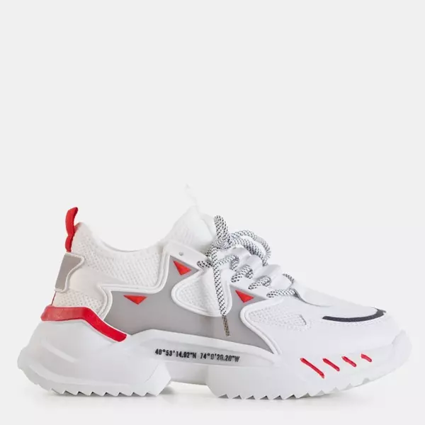 OUTLET Чоловічі білі кросівки з червоними елементами Gain - Взуття
