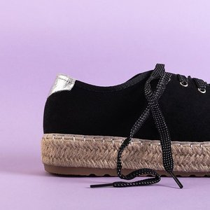 OUTLET Чорні жіночі кросівки еспадрільї на платформі Woilla - Взуття