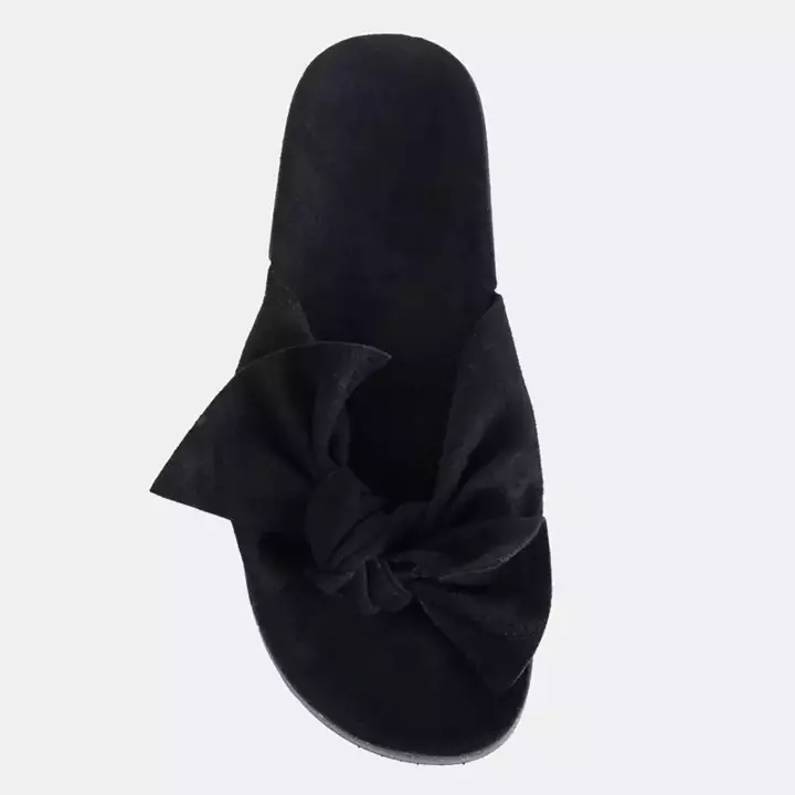 OUTLET Чорні жіночі тапочки з еко -замші з бантом Merisa - Взуття