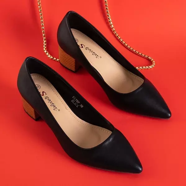 OUTLET Чорні жіночі туфлі Levana на низькій стійці - Взуття