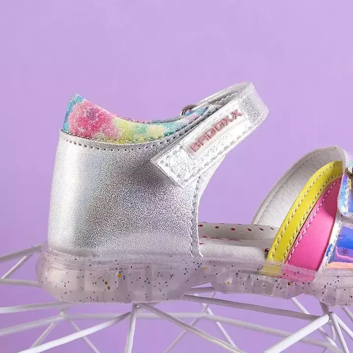 OUTLET Дитячі срібні босоніжки з прикрасами Maniunia - Взуття