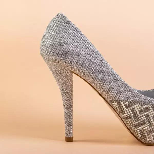OUTLET Срібні блискучі насоси на каблуці Cecile - Взуття