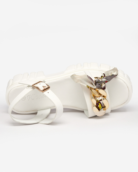OUTLET Жіночі білі босоніжки на плоскому ходу з прикрасами Terileka - Взуття