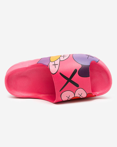 OUTLET Жіночі гумові тапочки кольору фуксії з принтом Pfizz-Footwear
