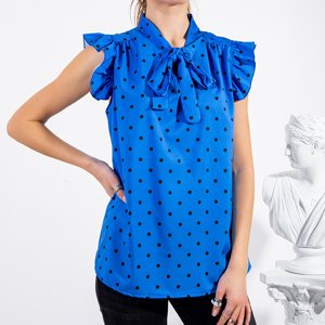 Синя жіноча блузка в горошок
