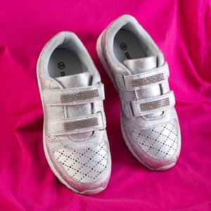 Срібні дитячі кросівки з оздобленням Oksi
