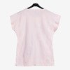 Світло-рожева жіноча футболка з квітами та написами - Блузки 1
