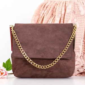 Темно-коричнева жіноча сумка на ланцюжку - Сумки