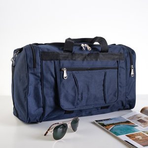 Темно-синя дорожня сумка з кишенями