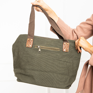 Темно-зелена жіноча сумка з принтом