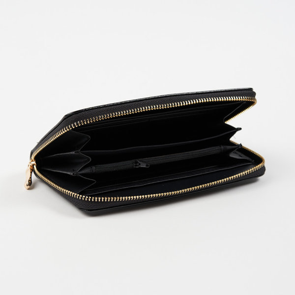 Великий чорний жіночий гаманець з блискучим покриттям - Аксесуари