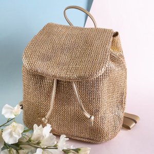 Золотий жіночий плетений рюкзак